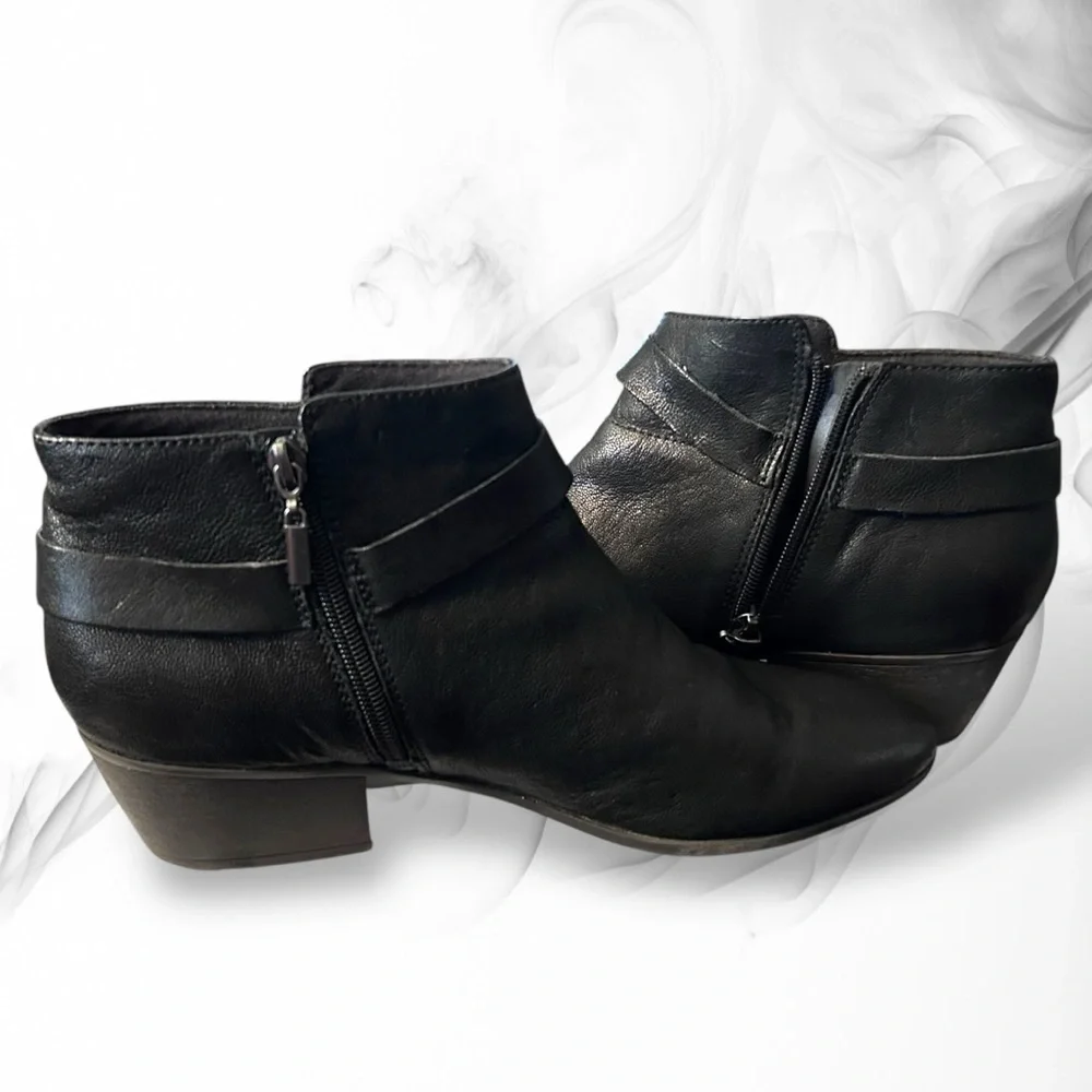 Clarks Boylan Dawn Leather Block Heel Comfort Fall Ankle Boot Black 11 - Picture 2 of 9